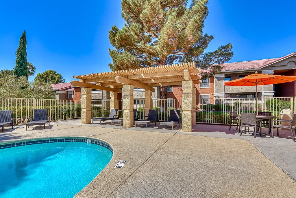 our apartments have a resort style pool and patio