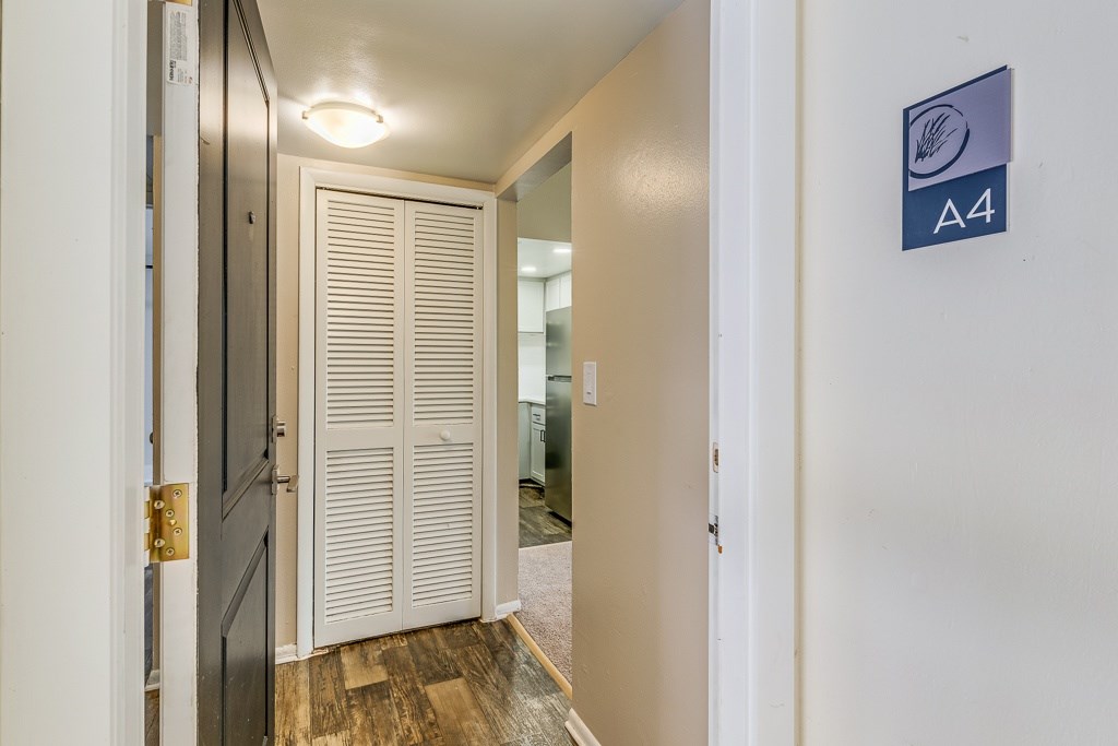 A4 sign on a white wall.