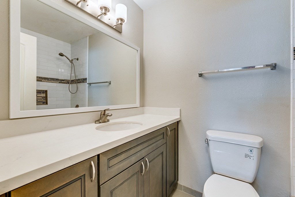A white toilet sits next to a sink in a bathroom.