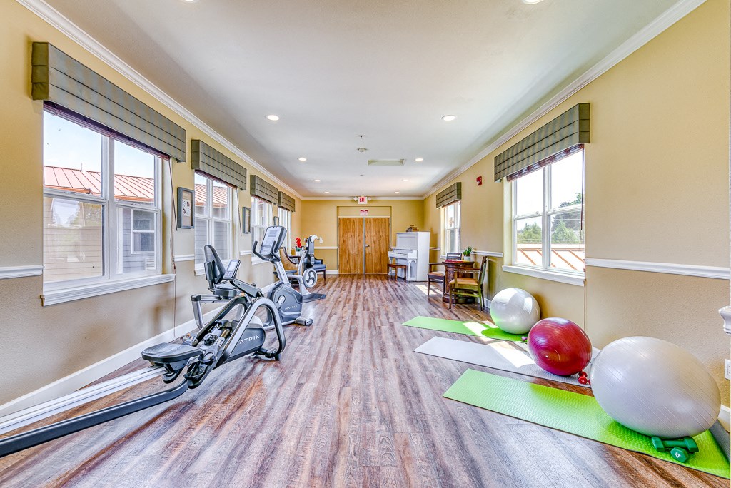 large bright gym area with open middle area