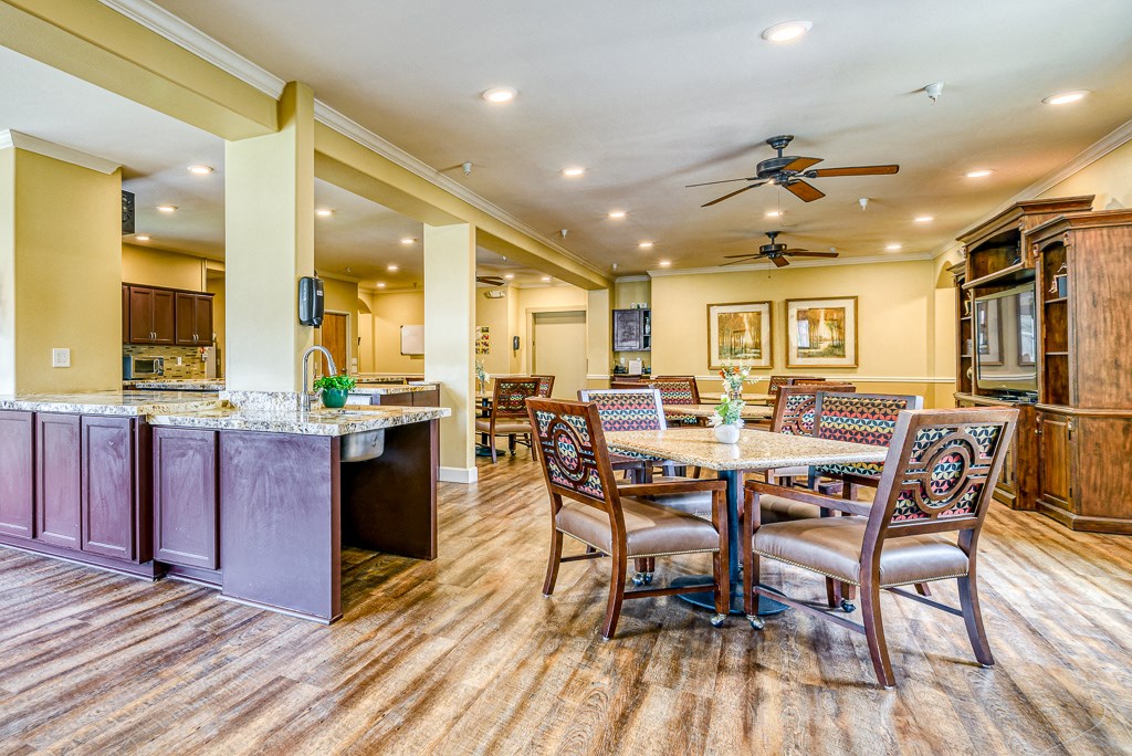 common area with table and chair