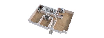 an overhead view of a 3d floor plan of a home