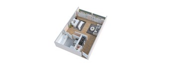 a floor plan of a home with a bedroom and a living room