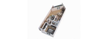 a floor plan of a house with a bedroom and a living room