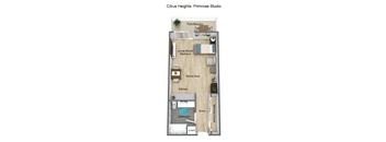 Studio 1 bath  floor plan at The Crest at Citrus Heights Apartments, Citrus Heights, CA
