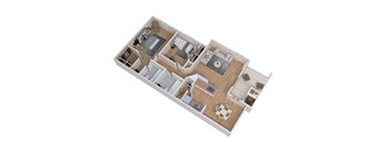 a 3d floor plan of a home with a bedroom and living room