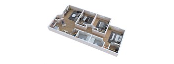 bedroom floor plan of a 2100 sq ft apartment