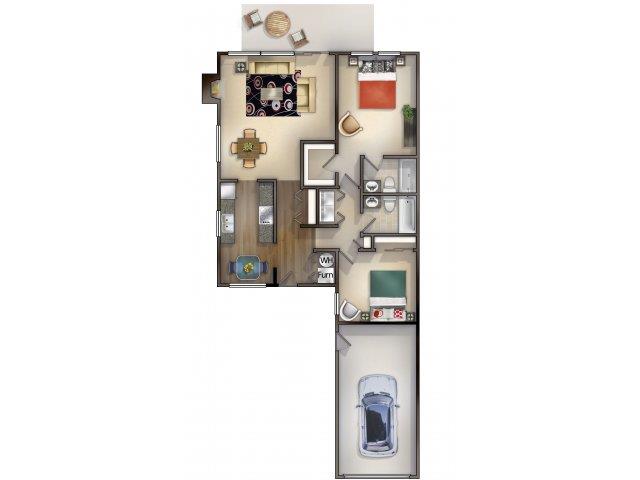 2 bedroom 2 bathroom Floor plan B at Village at The Pointe Apartments, Washington