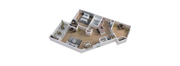 a floor plan of a house with a bedroom and a living room