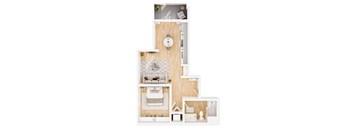 A wooden bathroom with a white toilet and sink.