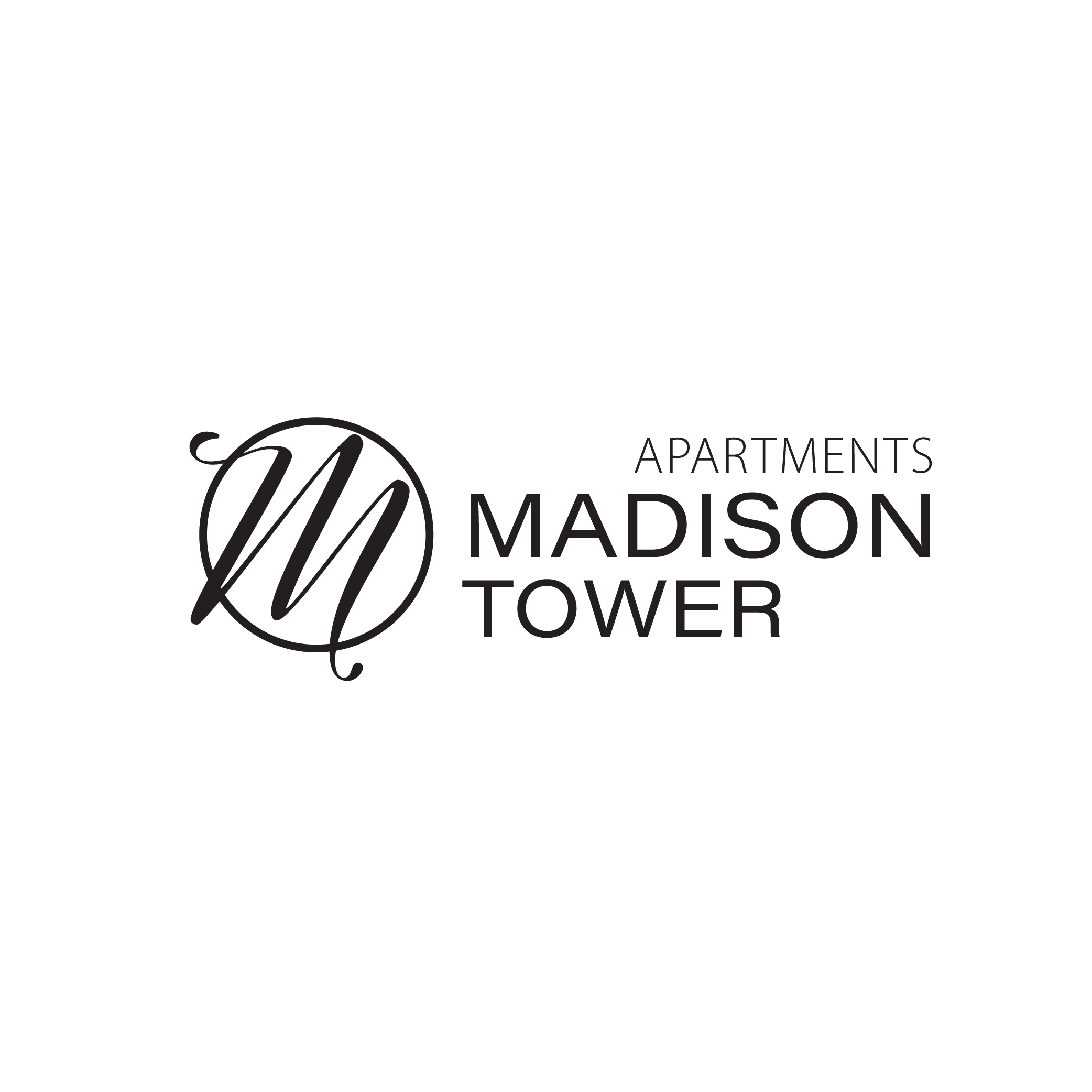 a logo of a madison tower apartment building with the word apartments madisontower