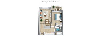 One Bedroom one bath at The Crest at Citrus Heights Apartments, California