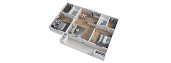 Two Bed Two Bathroom Floorplan at Playa Vista Apartments, Las Vegas
