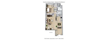 Aventine at Daytona Beach - Sandpoint One Bedroom floor plan.