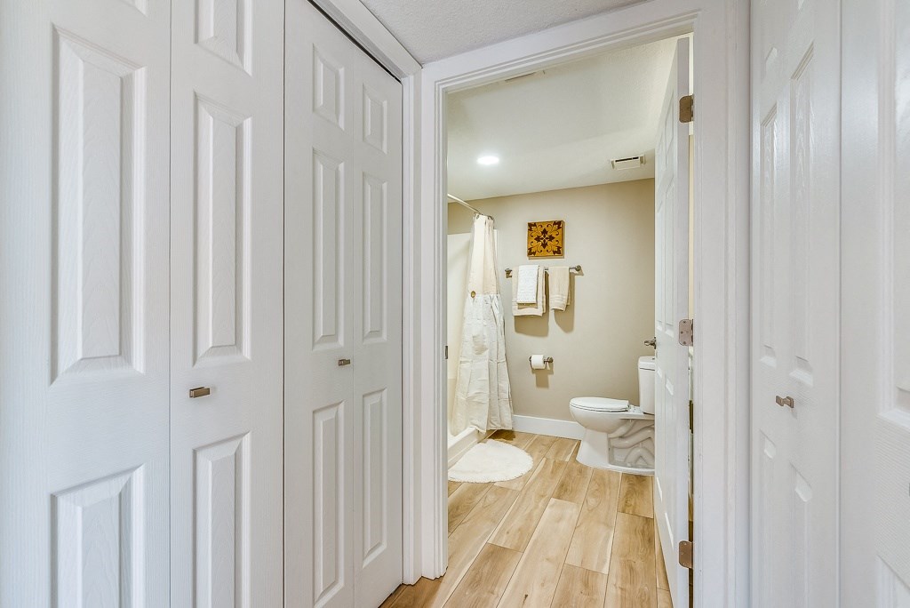 a bathroom with a toilet and a bathtub