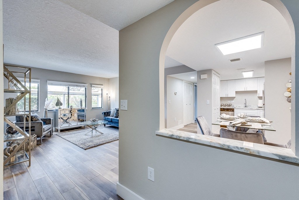 a view of the living room from the dining room