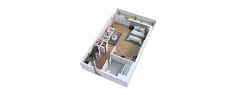 studio floor plan at The Riverview (55+), Sacramento California