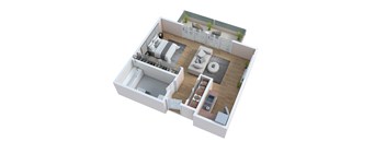3D Studio floor plan at The Laurel at Mountain View