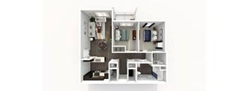 A white image of a dollhouse interior.