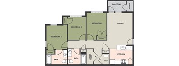 3 Bedroom, 2 Bath, Flat