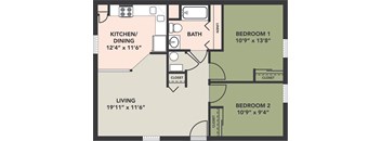 2 Bedroom, 1 Bath