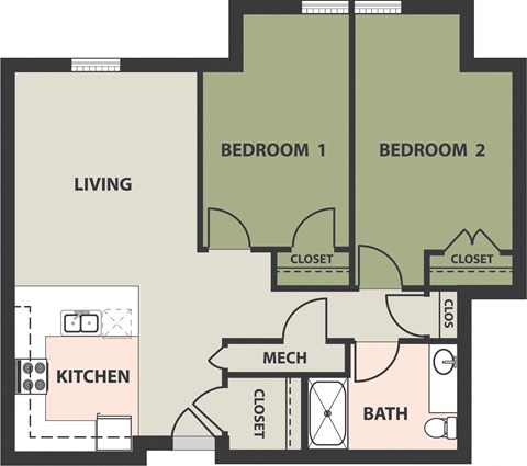 2-Bedroom, 1-Bath