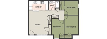 3 Bedroom, 1 Bath