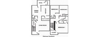 3 Bedroom, 2 1/2 Bath Townhome