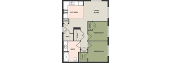 2 Bedroom, 1 Bath, HC