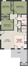 3 Bedroom, 1 Bath