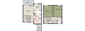 Sawyer Manor, 2 Bedroom, 1 Bath, Townhome 2A