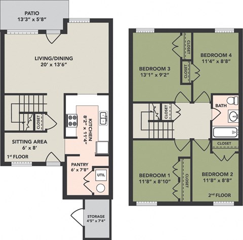 Sawyer Manor, 4 Bedroom, 1 Bath, Townhome 4A