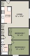 2 Bedroom, 1 Bath