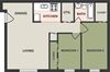 2 Bedroom, 1 Bath