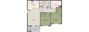 2 Bedroom, 1 Bath, Accessible