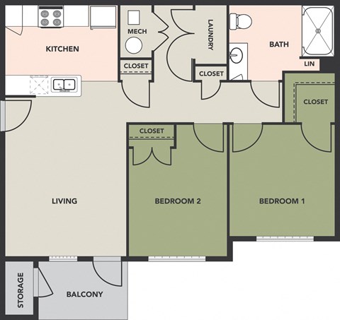 2 Bedroom, 1 Bath, Accessible