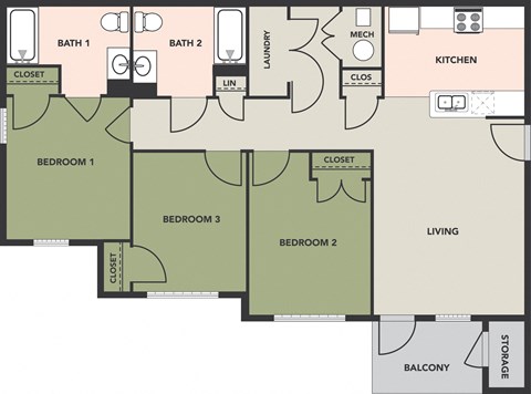 3-bedroom, 2-bath