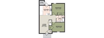 Floorplan 2BR, 1BA Accessible (2B)