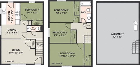 Trevitt Heights, 4 Bedroom, 1-1/2 Bath, 4A
