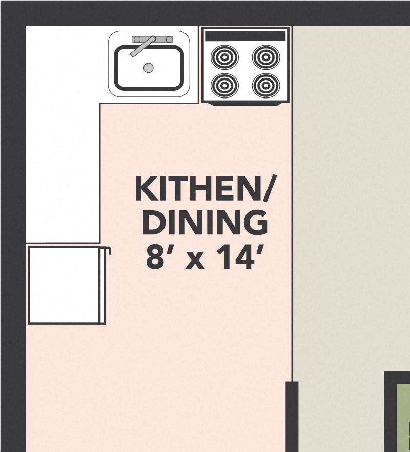2 Bedroom, 1 Bath