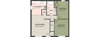 2-Bed, 1 Bath Duplex, Market