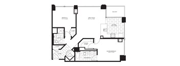 2 Bed 1.5 Bath Floorplan A | 1,195 Sq. Ft. at Flair Tower Apartments, Chicago, IL
