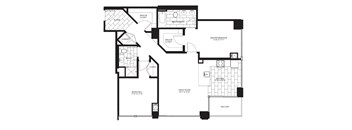 2 Bed 1.5 Bath Floorplan B at Flair Tower Apartments, Chicago, 60654