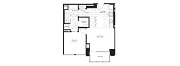 1 Bed 1 Bath Floorplan C | 713 Sq. Ft. at Flair Tower Apartments, Chicago