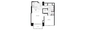 1 Bed 1 Bath Floorplan D | 713 Sq. Ft. at Flair Tower Apartments, Illinois