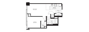 1 Bed 1 Bath Floorplan A | 700 Sq. Ft. at Flair Tower Apartments, Chicago, 60654