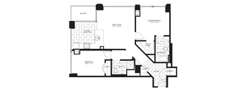 2 Bed 1.5 Bath Floorplan | 1,080 Sq. Ft. at Flair Tower Apartments, Chicago, IL 60654