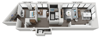 1 Bed 1 Bath  Floor Plan | 817 Sq. Ft. at The Montrose Apartments in Chicago, IL