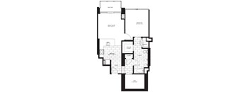 1 Bed 1 Bath Floorplan E | 724 Sq. Ft. at Flair Tower Apartments, Illinois, 60654