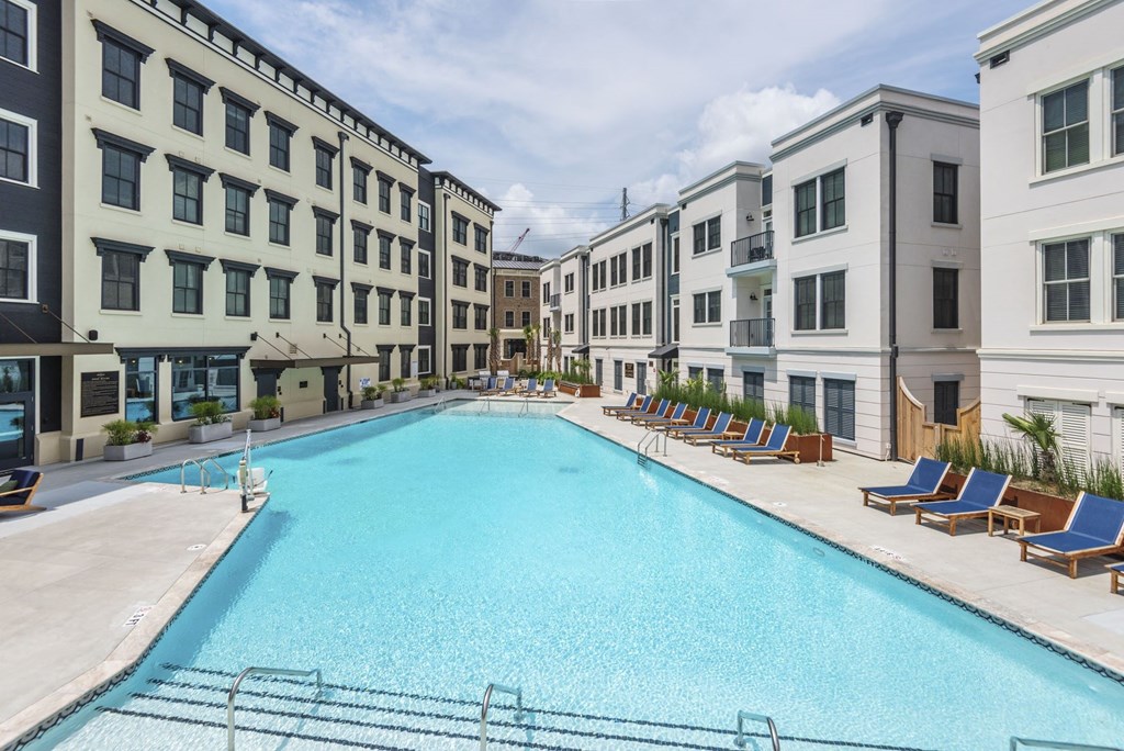 a swimming pool at The Merchant Apartments, Charleston, SC, 29403